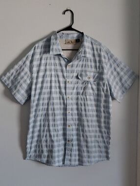 American Outback Light Blue Short Sleeve Button Down Shirt Lightweight Outdoor